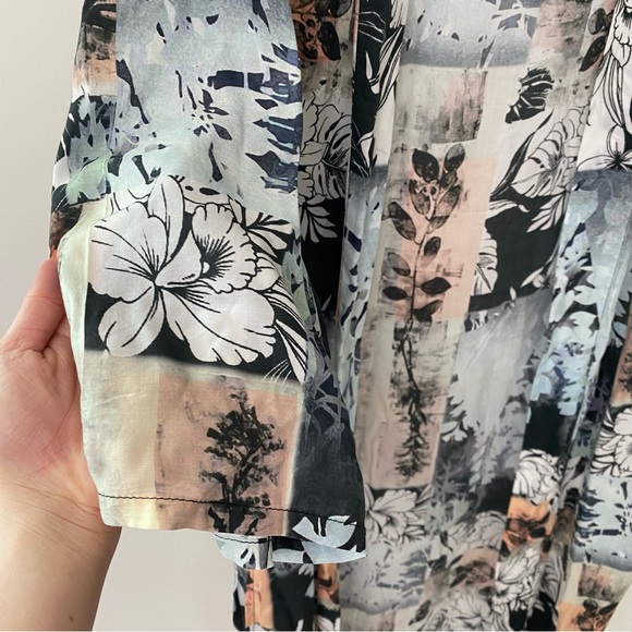 Tolani Kimono top Modal OS Floral Boho Hippie Lagenlook Lightweight Slits - Picture 9 of 10